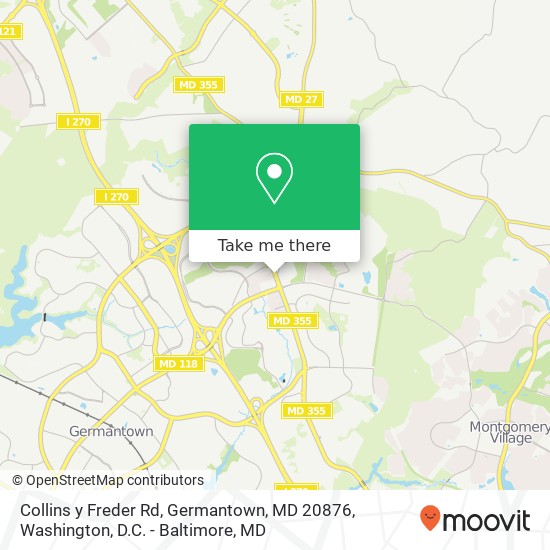 Mapa de Collins y Freder Rd, Germantown, MD 20876
