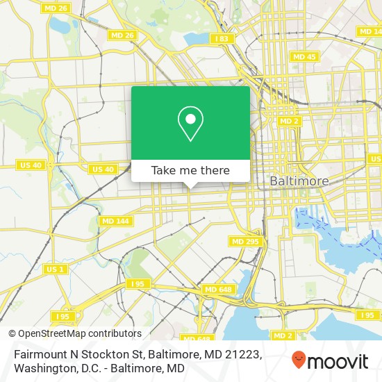 Mapa de Fairmount N Stockton St, Baltimore, MD 21223