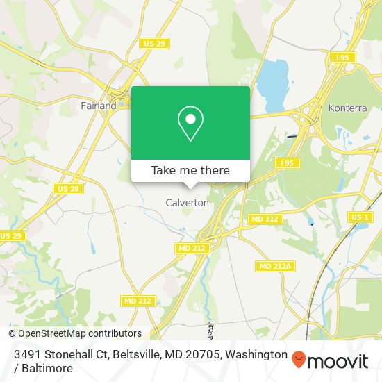 Mapa de 3491 Stonehall Ct, Beltsville, MD 20705