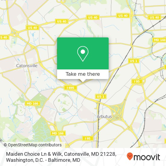 Mapa de Maiden Choice Ln & Wilk, Catonsville, MD 21228