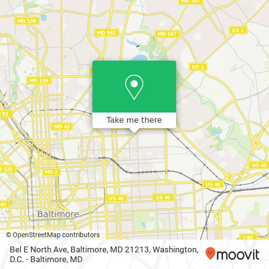 Mapa de Bel E North Ave, Baltimore, MD 21213