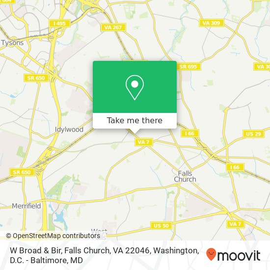Mapa de W Broad & Bir, Falls Church, VA 22046