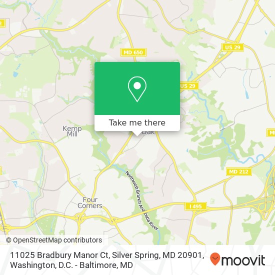 11025 Bradbury Manor Ct, Silver Spring, MD 20901 map