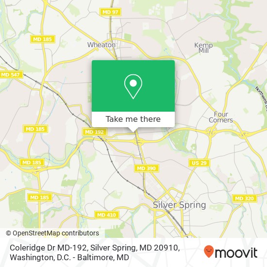 Coleridge Dr MD-192, Silver Spring, MD 20910 map