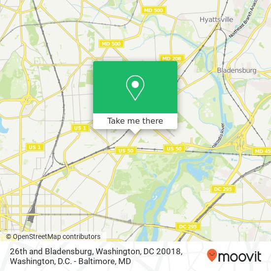 26th and Bladensburg, Washington, DC 20018 map