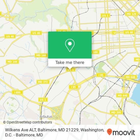 Mapa de Wilkens Ave ALT, Baltimore, MD 21229