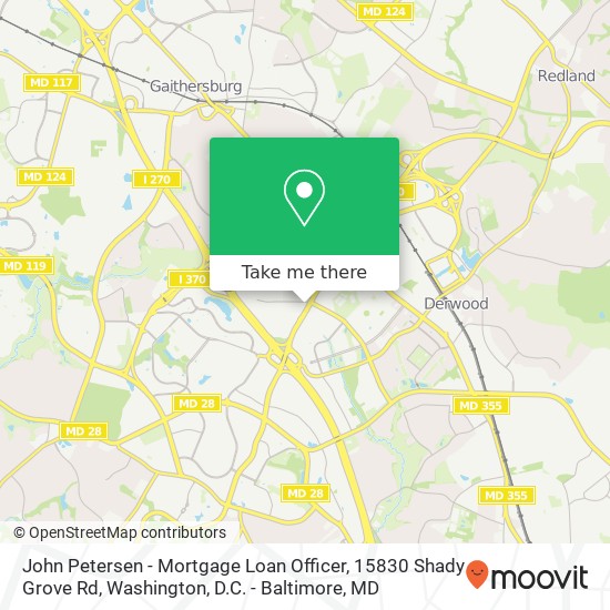 Mapa de John Petersen - Mortgage Loan Officer, 15830 Shady Grove Rd