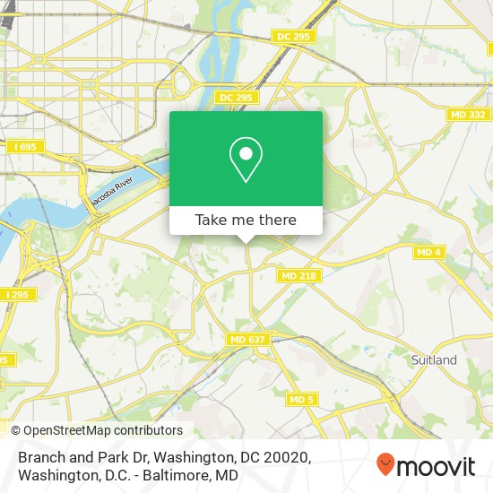 Branch and Park Dr, Washington, DC 20020 map