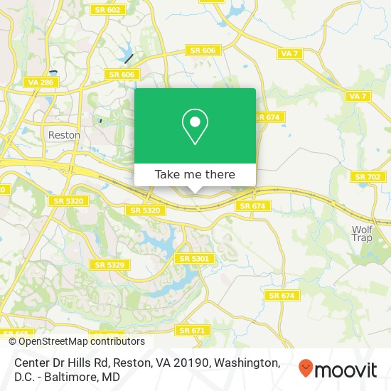 Mapa de Center Dr Hills Rd, Reston, VA 20190