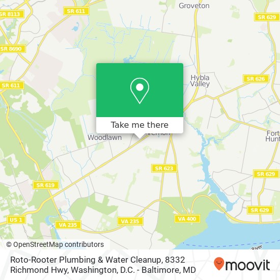 Roto-Rooter Plumbing & Water Cleanup, 8332 Richmond Hwy map
