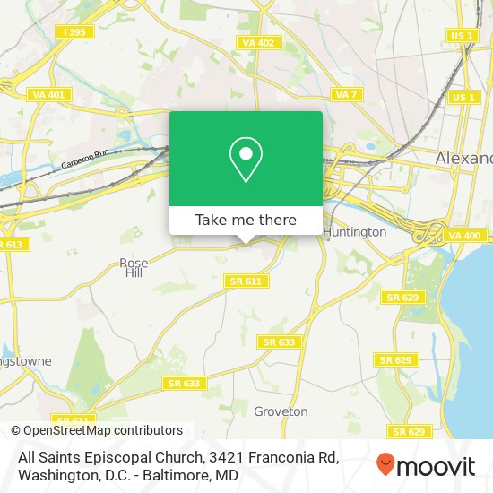 Mapa de All Saints Episcopal Church, 3421 Franconia Rd