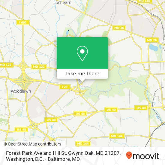Mapa de Forest Park Ave and Hill St, Gwynn Oak, MD 21207