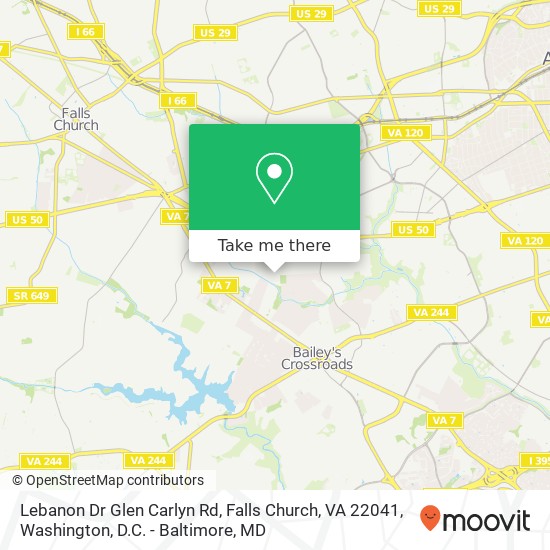 Mapa de Lebanon Dr Glen Carlyn Rd, Falls Church, VA 22041