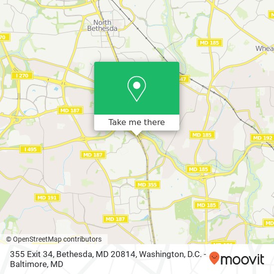 Mapa de 355 Exit 34, Bethesda, MD 20814