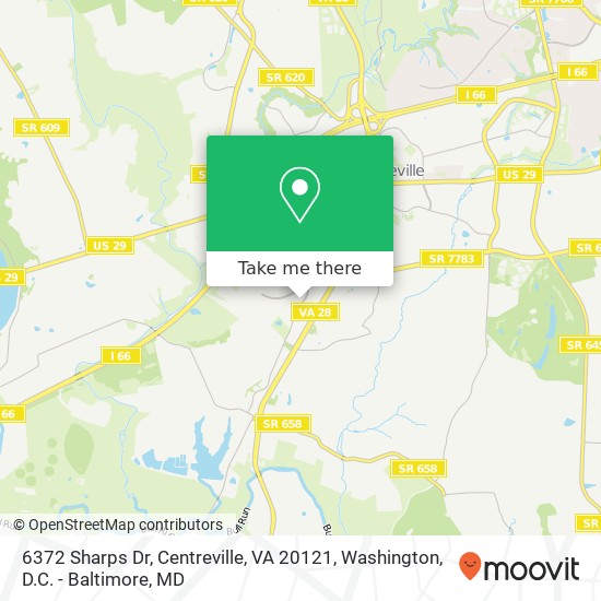 Mapa de 6372 Sharps Dr, Centreville, VA 20121