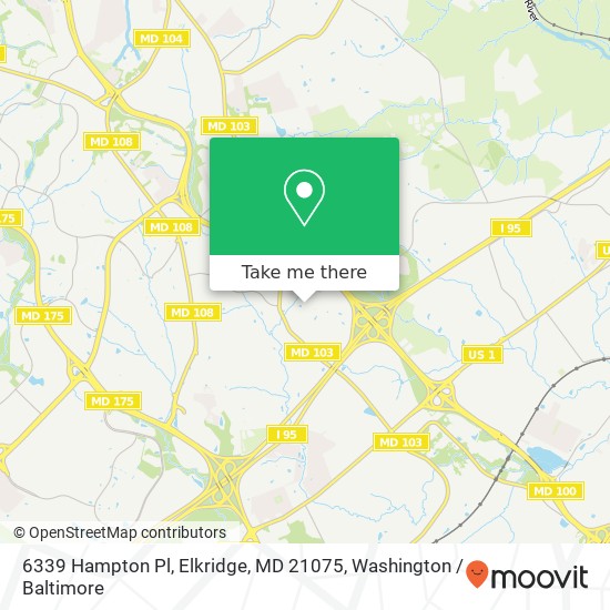 Mapa de 6339 Hampton Pl, Elkridge, MD 21075