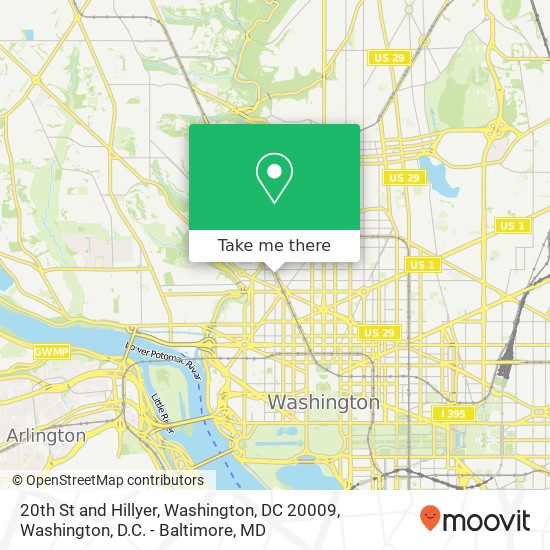 20th St and Hillyer, Washington, DC 20009 map