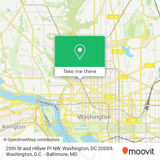Mapa de 20th St and Hillyer Pl NW, Washington, DC 20009