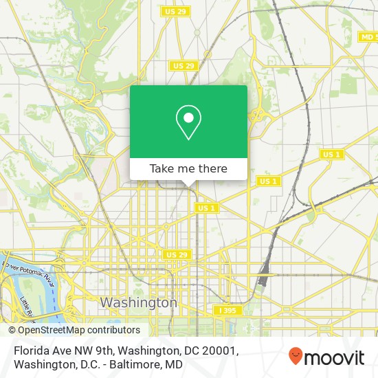 Florida Ave NW 9th, Washington, DC 20001 map