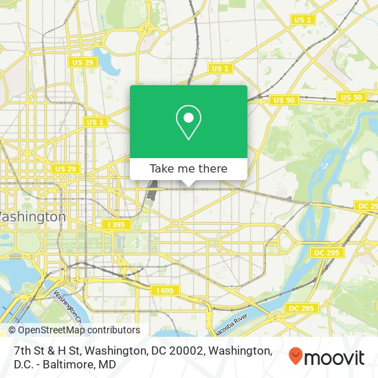 Mapa de 7th St & H St, Washington, DC 20002