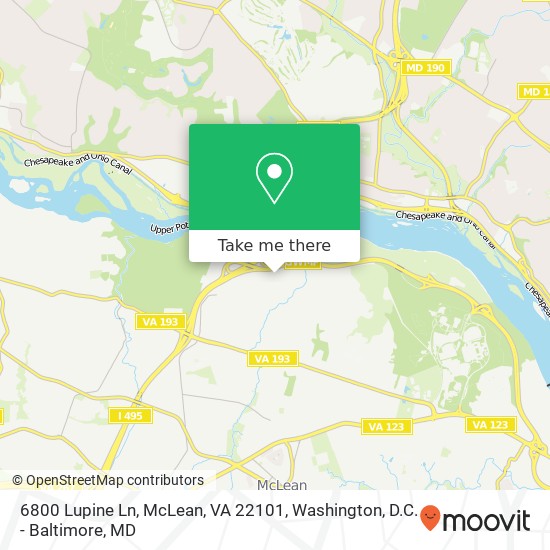 Mapa de 6800 Lupine Ln, McLean, VA 22101