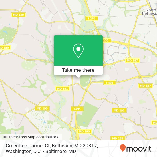 Mapa de Greentree Carmel Ct, Bethesda, MD 20817