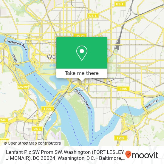 Mapa de Lenfant Plz SW Prom SW, Washington (FORT LESLEY J MCNAIR), DC 20024