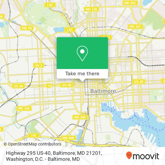 Highway 295 US-40, Baltimore, MD 21201 map