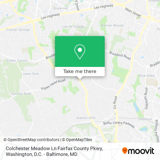 Mapa de Colchester Meadow Ln Fairfax County Pkwy
