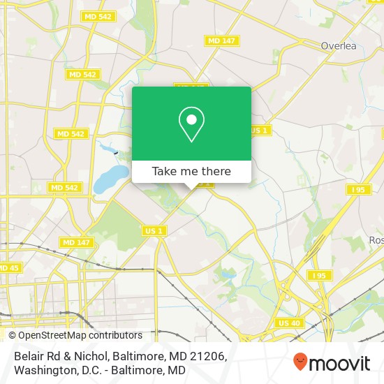 Mapa de Belair Rd & Nichol, Baltimore, MD 21206