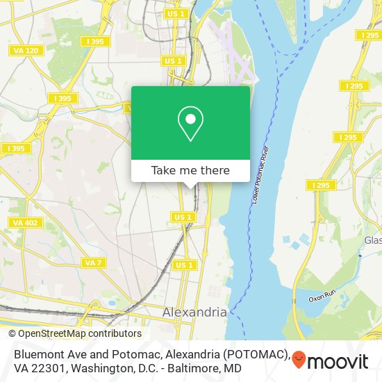 Bluemont Ave and Potomac, Alexandria (POTOMAC), VA 22301 map