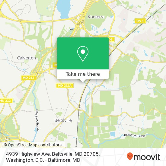 Mapa de 4939 Highview Ave, Beltsville, MD 20705