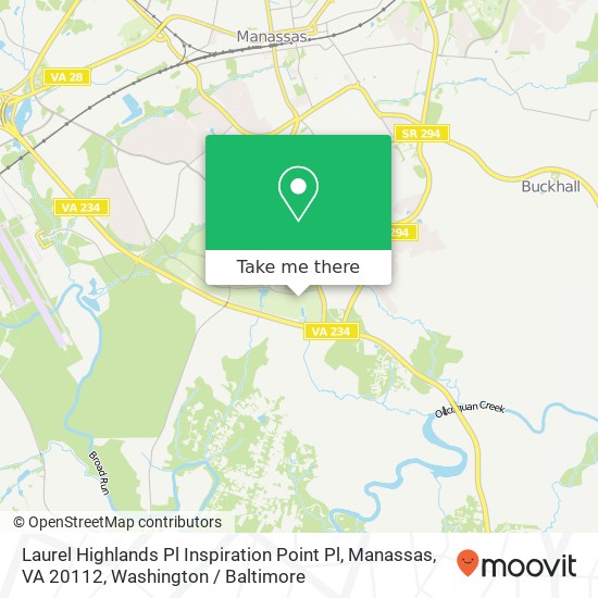 Mapa de Laurel Highlands Pl Inspiration Point Pl, Manassas, VA 20112