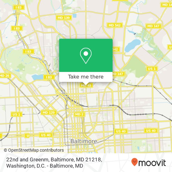 22nd and Greenm, Baltimore, MD 21218 map