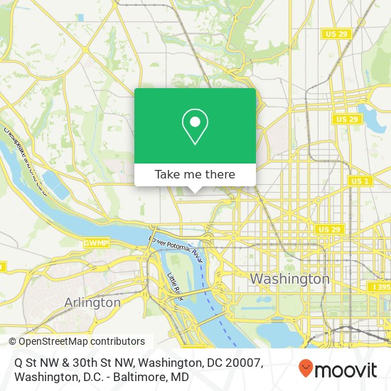 Mapa de Q St NW & 30th St NW, Washington, DC 20007