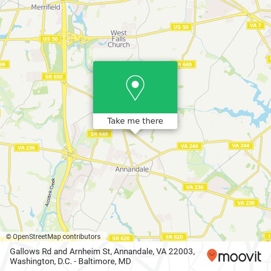 Mapa de Gallows Rd and Arnheim St, Annandale, VA 22003