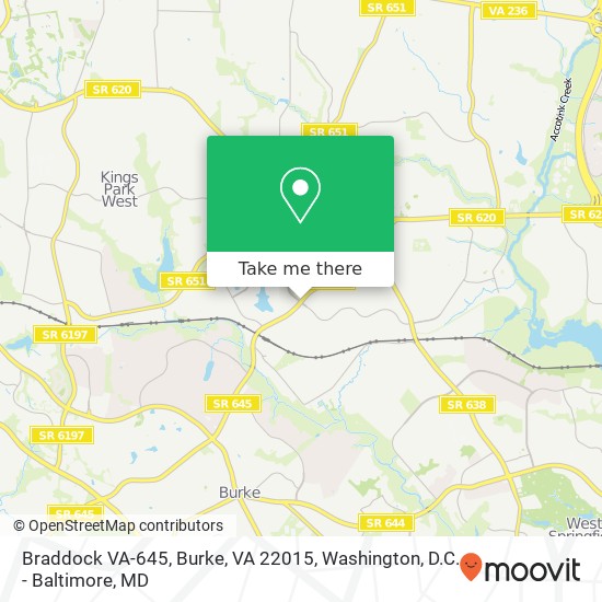 Braddock VA-645, Burke, VA 22015 map