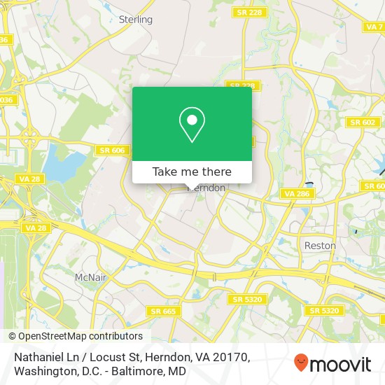 Mapa de Nathaniel Ln / Locust St, Herndon, VA 20170