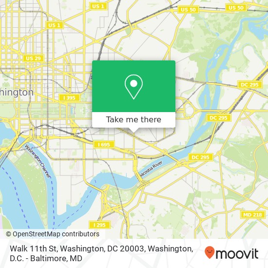 Mapa de Walk 11th St, Washington, DC 20003