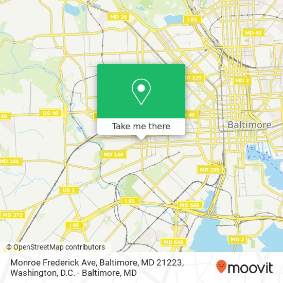 Mapa de Monroe Frederick Ave, Baltimore, MD 21223