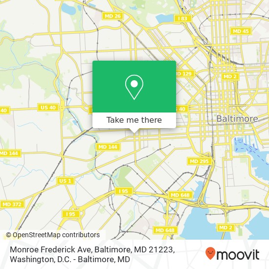 Monroe Frederick Ave, Baltimore, MD 21223 map