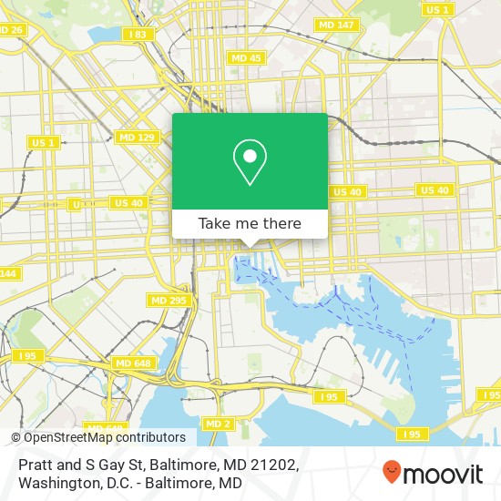 Pratt and S Gay St, Baltimore, MD 21202 map