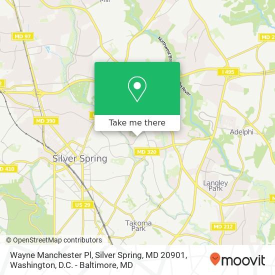 Wayne Manchester Pl, Silver Spring, MD 20901 map