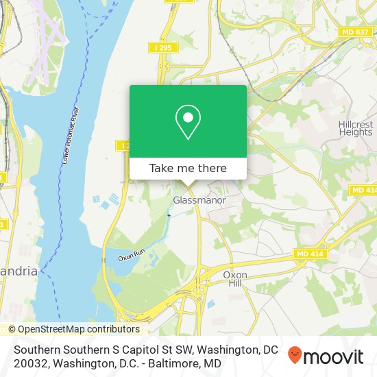 Mapa de Southern Southern S Capitol St SW, Washington, DC 20032