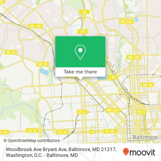 Mapa de Woodbrook Ave Bryant Ave, Baltimore, MD 21217