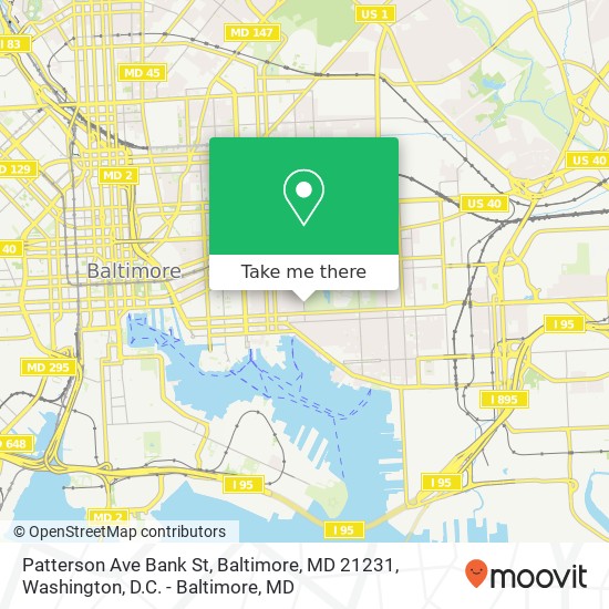 Mapa de Patterson Ave Bank St, Baltimore, MD 21231