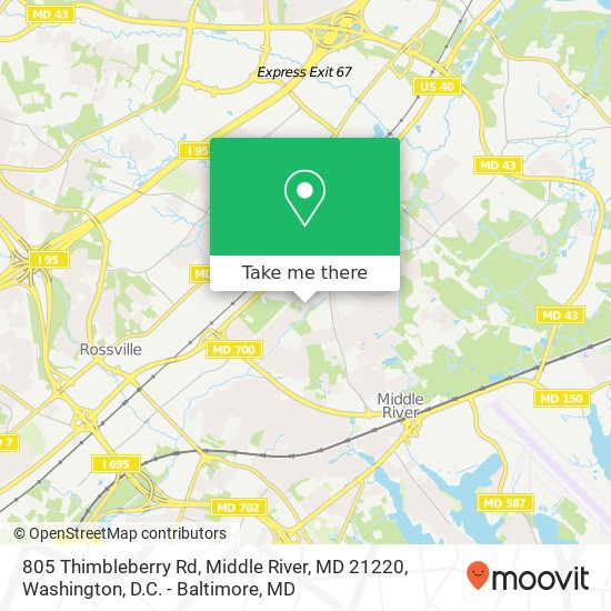 Mapa de 805 Thimbleberry Rd, Middle River, MD 21220