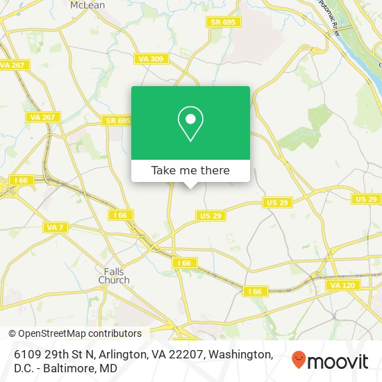 Mapa de 6109 29th St N, Arlington, VA 22207