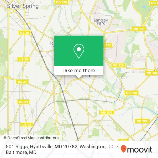 Mapa de 501 Riggs, Hyattsville, MD 20782