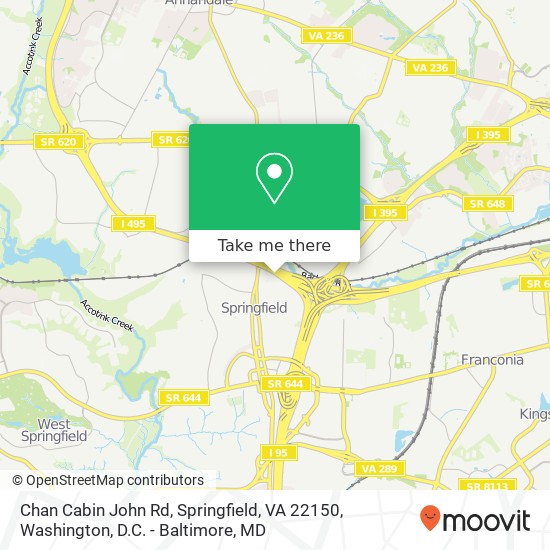 Mapa de Chan Cabin John Rd, Springfield, VA 22150